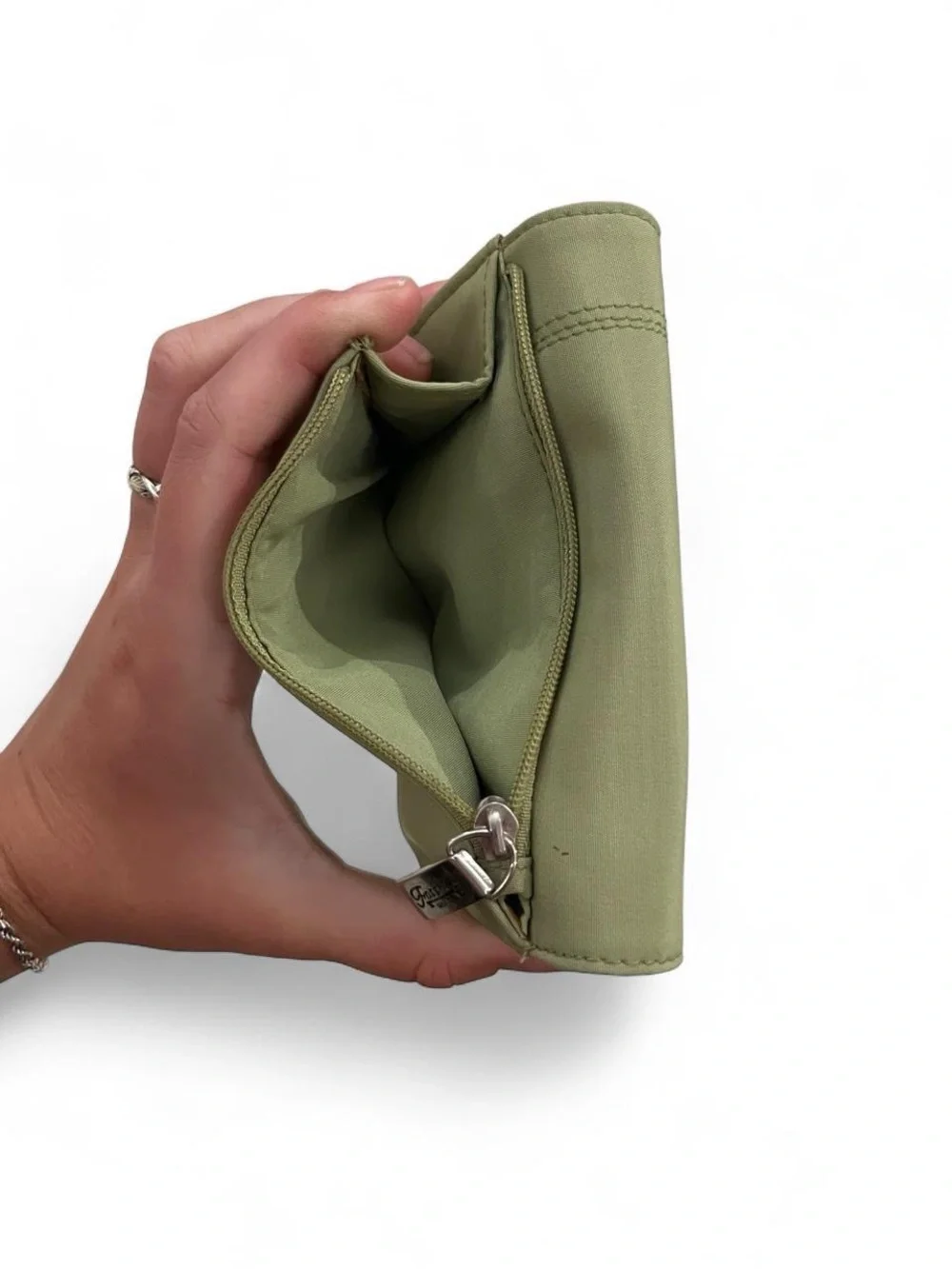 Fossil Olive Wallet with Stitched Detail